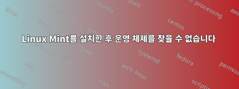 Linux Mint를 설치한 후 운영 체제를 찾을 수 없습니다