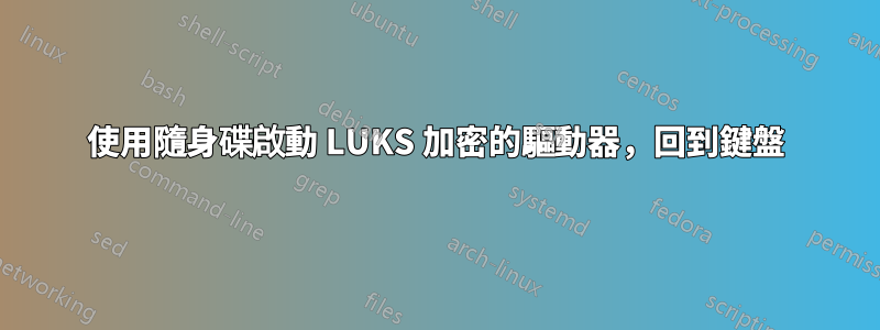 使用隨身碟啟動 LUKS 加密的驅動器，回到鍵盤