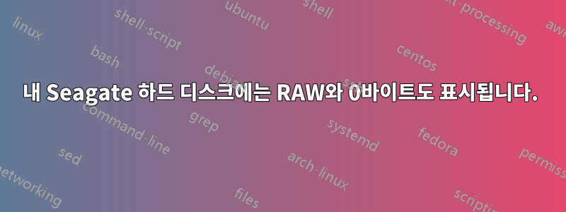 내 Seagate 하드 디스크에는 RAW와 0바이트도 표시됩니다.