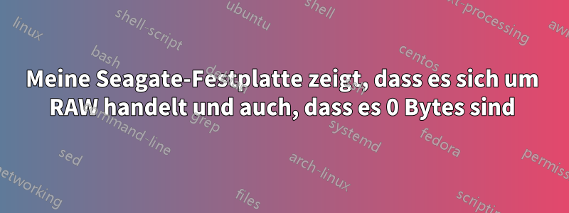Meine Seagate-Festplatte zeigt, dass es sich um RAW handelt und auch, dass es 0 Bytes sind