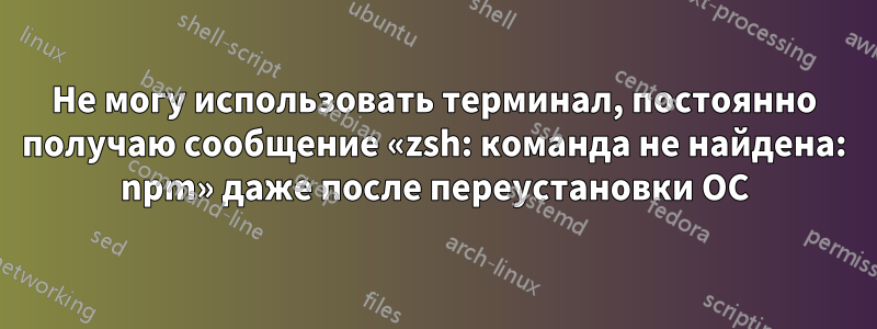 Не могу использовать терминал, постоянно получаю сообщение «zsh: команда не найдена: npm» даже после переустановки ОС