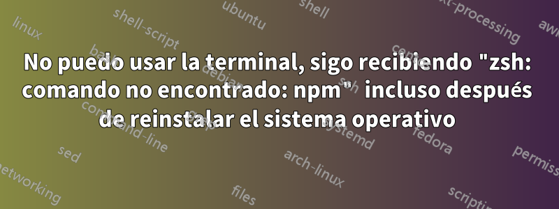No puedo usar la terminal, sigo recibiendo "zsh: comando no encontrado: npm" incluso después de reinstalar el sistema operativo