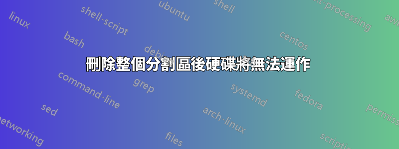 刪除整個分割區後硬碟將無法運作