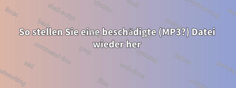 So stellen Sie eine beschädigte (MP3?) Datei wieder her