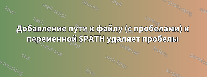 Добавление пути к файлу (с пробелами) к переменной $PATH удаляет пробелы