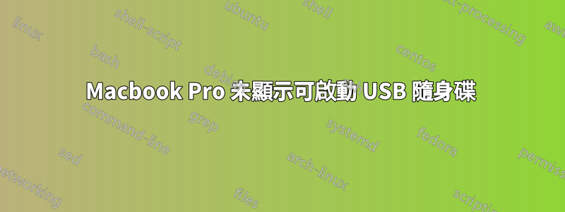 Macbook Pro 未顯示可啟動 USB 隨身碟