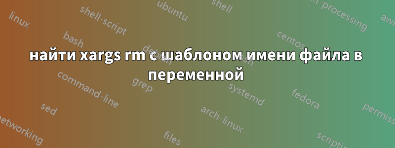 найти xargs rm с шаблоном имени файла в переменной