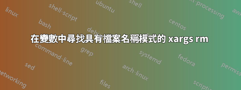 在變數中尋找具有檔案名稱模式的 xargs rm