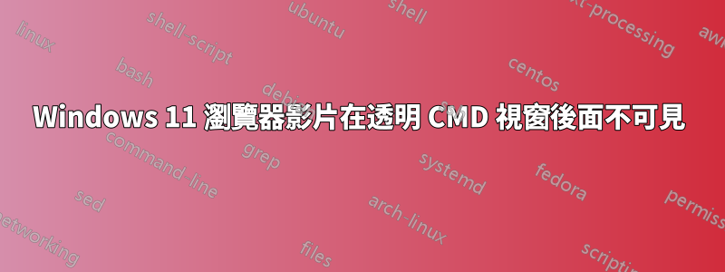 Windows 11 瀏覽器影片在透明 CMD 視窗後面不可見