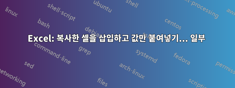 Excel: 복사한 셀을 삽입하고 값만 붙여넣기... 일부