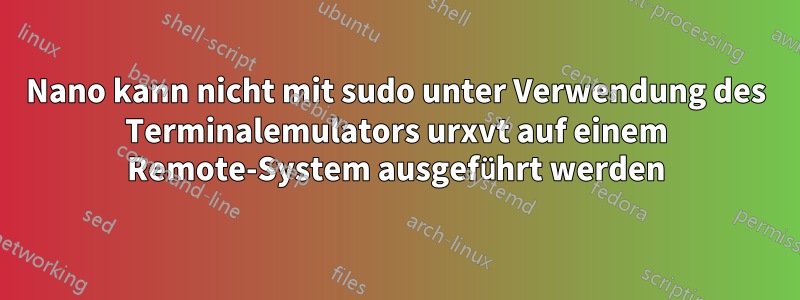 Nano kann nicht mit sudo unter Verwendung des Terminalemulators urxvt auf einem Remote-System ausgeführt werden