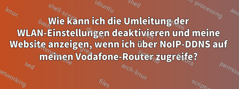 Wie kann ich die Umleitung der WLAN-Einstellungen deaktivieren und meine Website anzeigen, wenn ich über NoIP-DDNS auf meinen Vodafone-Router zugreife?