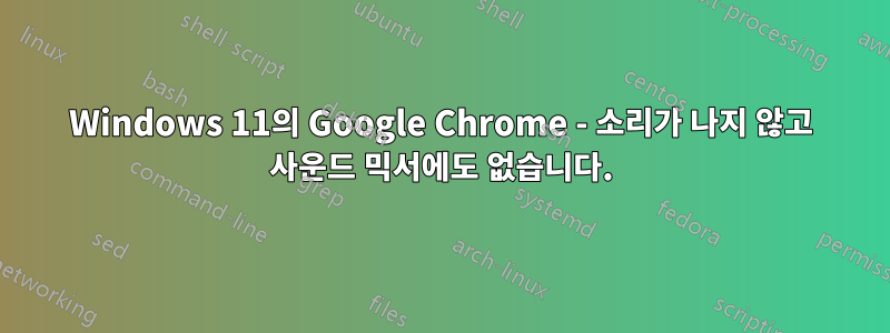 Windows 11의 Google Chrome - 소리가 나지 않고 사운드 믹서에도 없습니다.