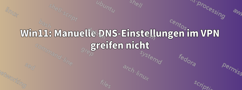 Win11: Manuelle DNS-Einstellungen im VPN greifen nicht