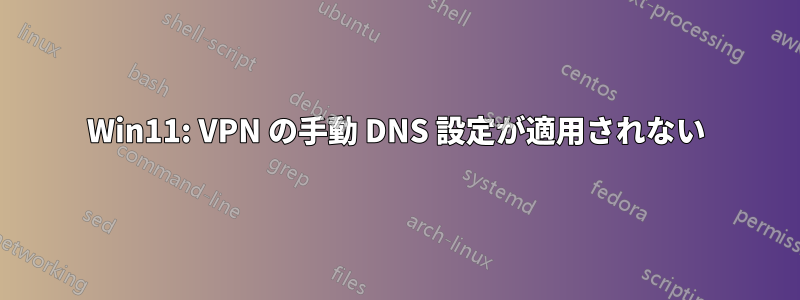 Win11: VPN の手動 DNS 設定が適用されない