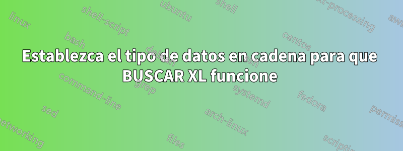 Establezca el tipo de datos en cadena para que BUSCAR XL funcione