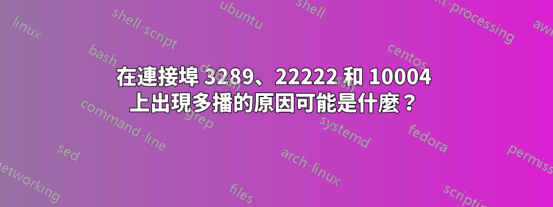 在連接埠 3289、22222 和 10004 上出現多播的原因可能是什麼？