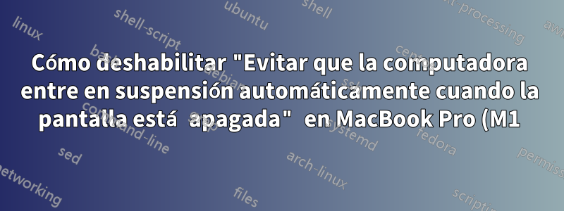 Cómo deshabilitar "Evitar que la computadora entre en suspensión automáticamente cuando la pantalla está apagada" en MacBook Pro (M1) con macOS Ventura 13.0