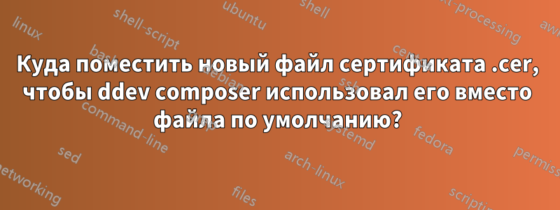 Куда поместить новый файл сертификата .cer, чтобы ddev composer использовал его вместо файла по умолчанию?