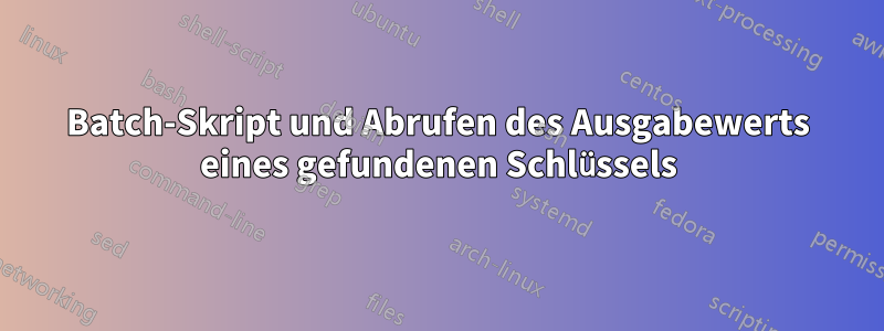Batch-Skript und Abrufen des Ausgabewerts eines gefundenen Schlüssels