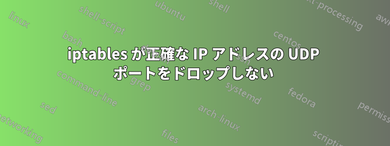 iptables が正確な IP アドレスの UDP ポートをドロップしない