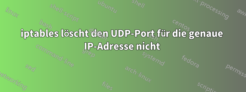 iptables löscht den UDP-Port für die genaue IP-Adresse nicht