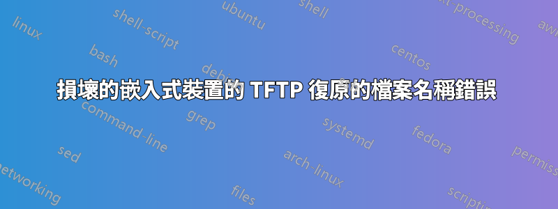 損壞的嵌入式裝置的 TFTP 復原的檔案名稱錯誤