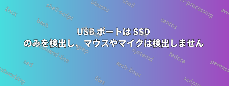 USB ポートは SSD のみを検出し、マウスやマイクは検出しません