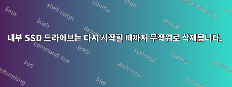 내부 SSD 드라이브는 다시 시작할 때까지 무작위로 삭제됩니다.