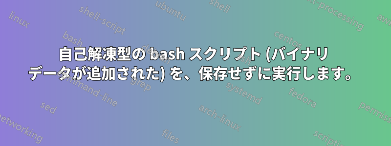 自己解凍型の bash スクリプト (バイナリ データが追加された) を、保存せずに実行します。