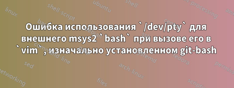 Ошибка использования `/dev/pty` для внешнего msys2 `bash` при вызове его в `vim`, изначально установленном git-bash