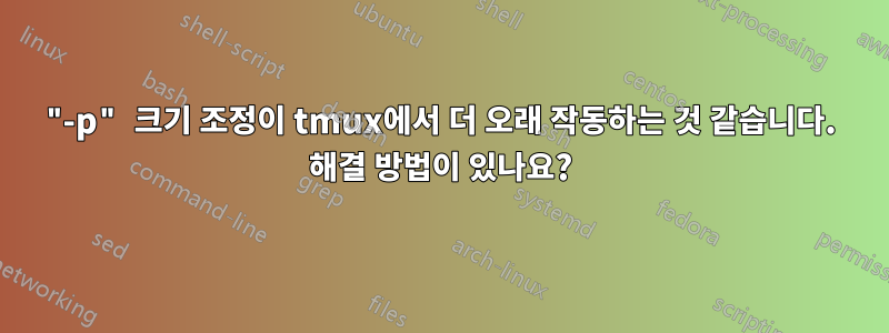 "-p" 크기 조정이 tmux에서 더 오래 작동하는 것 같습니다. 해결 방법이 있나요?