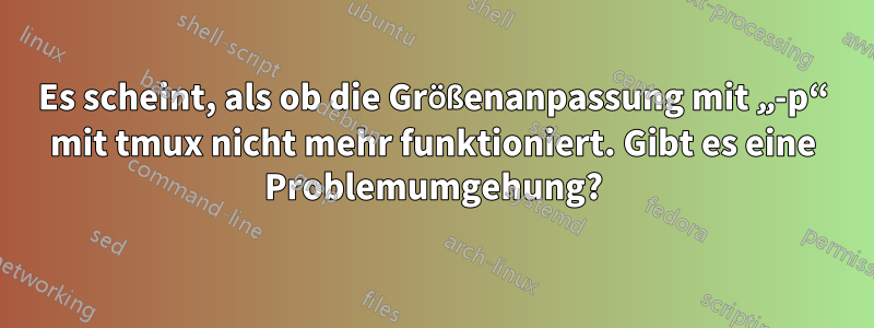 Es scheint, als ob die Größenanpassung mit „-p“ mit tmux nicht mehr funktioniert. Gibt es eine Problemumgehung?