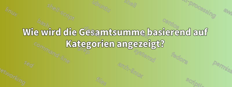 Wie wird die Gesamtsumme basierend auf Kategorien angezeigt?