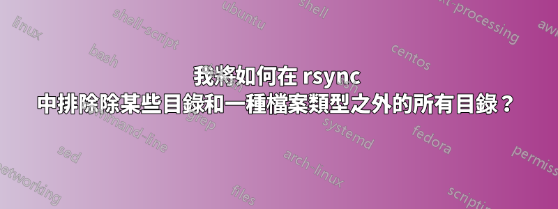 我將如何在 rsync 中排除除某些目錄和一種檔案類型之外的所有目錄？