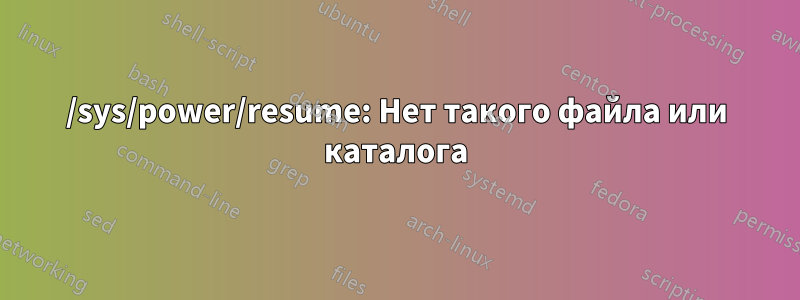 /sys/power/resume: Нет такого файла или каталога