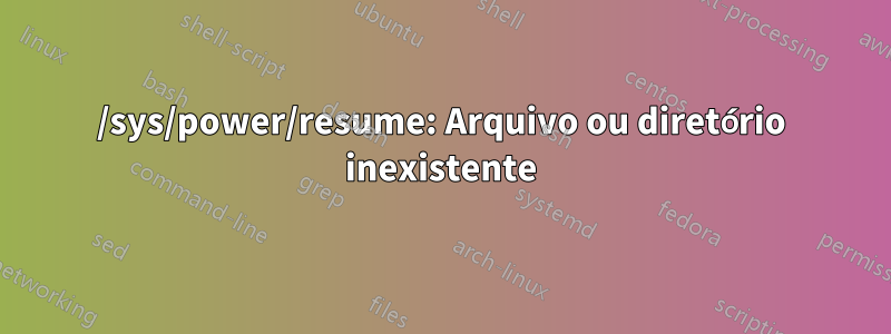 /sys/power/resume: Arquivo ou diretório inexistente