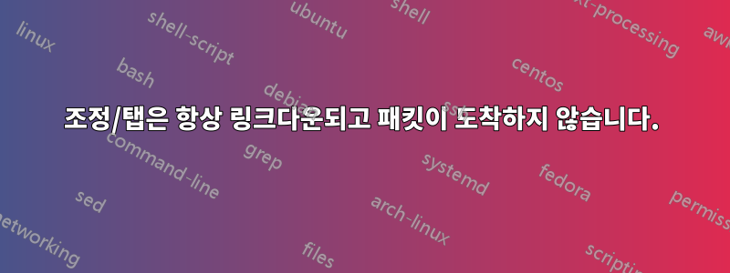 조정/탭은 항상 링크다운되고 패킷이 도착하지 않습니다.