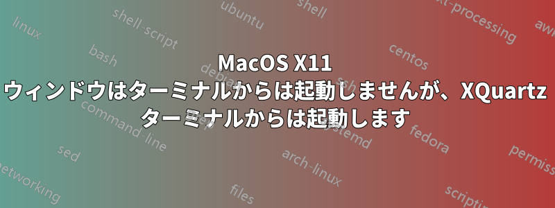 MacOS X11 ウィンドウはターミナルからは起動しませんが、XQuartz ターミナルからは起動します