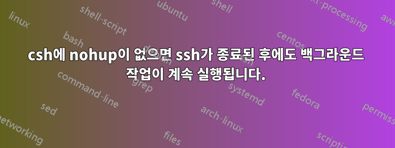 csh에 nohup이 없으면 ssh가 종료된 후에도 백그라운드 작업이 계속 실행됩니다.