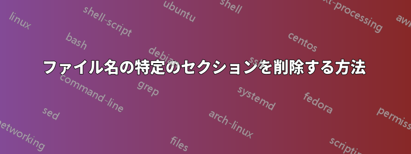 ファイル名の特定のセクションを削除する方法