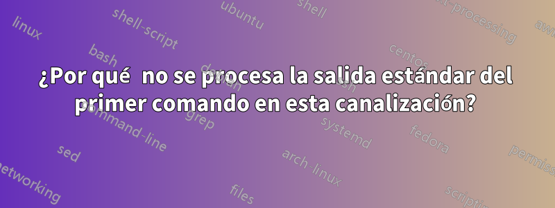 ¿Por qué no se procesa la salida estándar del primer comando en esta canalización?