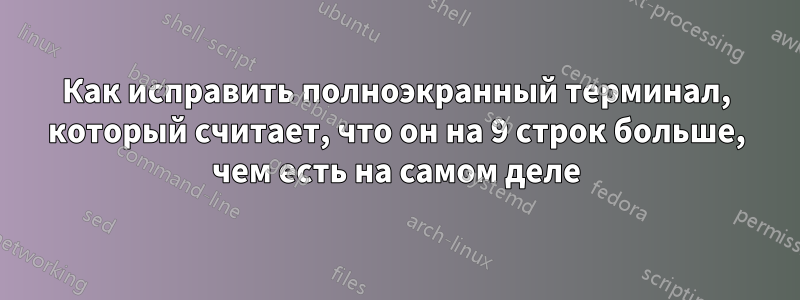 Как исправить полноэкранный терминал, который считает, что он на 9 строк больше, чем есть на самом деле