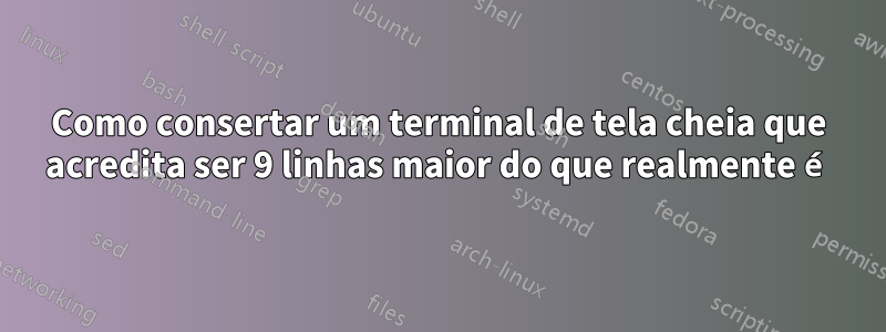 Como consertar um terminal de tela cheia que acredita ser 9 linhas maior do que realmente é