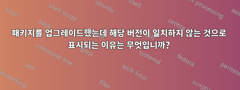 패키지를 업그레이드했는데 해당 버전이 일치하지 않는 것으로 표시되는 이유는 무엇입니까?