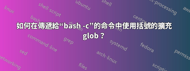 如何在傳遞給“bash -c”的命令中使用括號的擴充 glob？