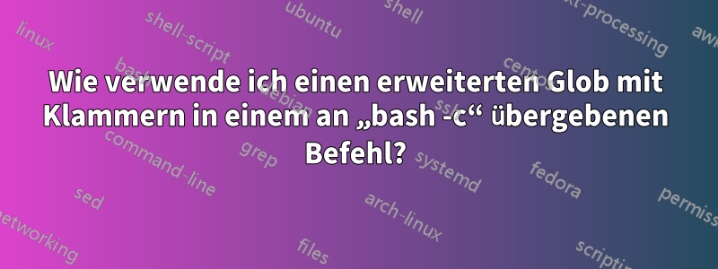 Wie verwende ich einen erweiterten Glob mit Klammern in einem an „bash -c“ übergebenen Befehl?