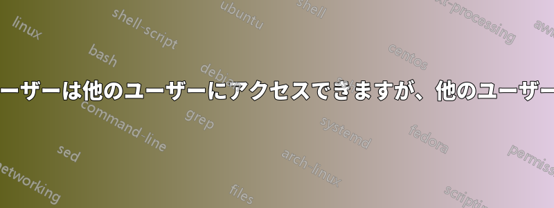 ユーザーhirachy、1人のユーザーは他のユーザーにアクセスできますが、他のユーザー間ではアクセスできません