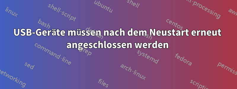 USB-Geräte müssen nach dem Neustart erneut angeschlossen werden