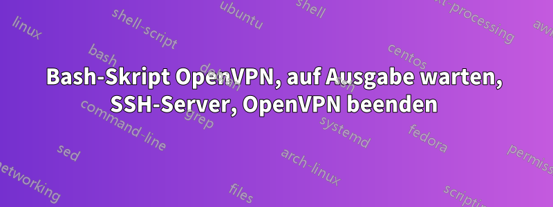 Bash-Skript OpenVPN, auf Ausgabe warten, SSH-Server, OpenVPN beenden